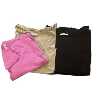 Zenana Lot of 3 Women's New 2x Leggings & 2 Oversized 100% Cotton Pocket Tees 2x
